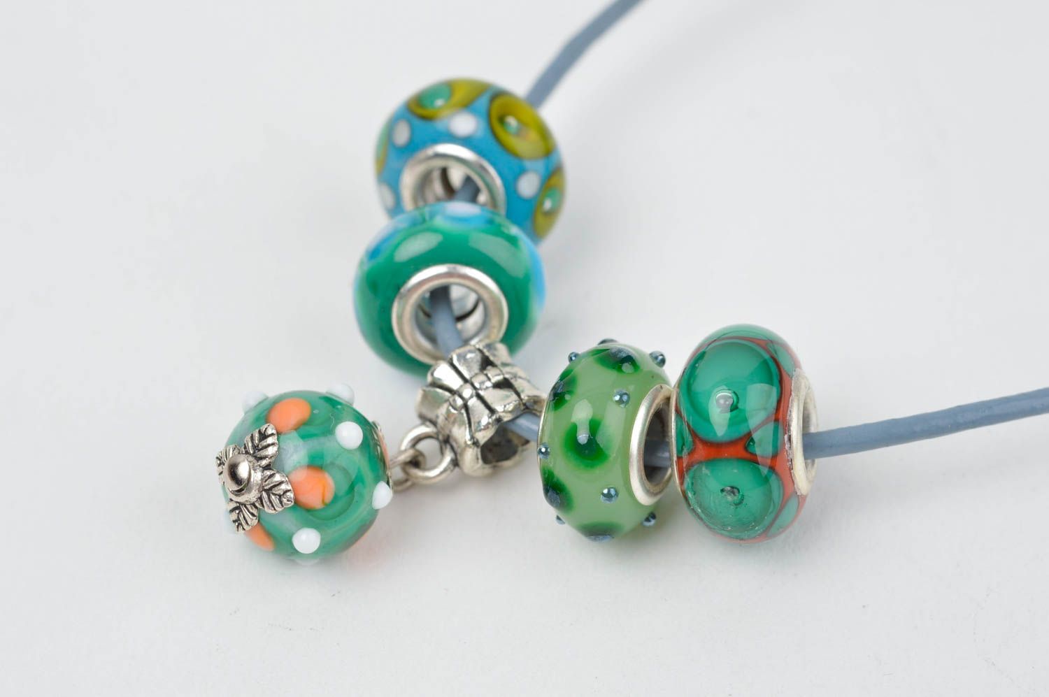 Handmade glass beaded necklace lampwork pendant beaded pendant glass beads photo 2