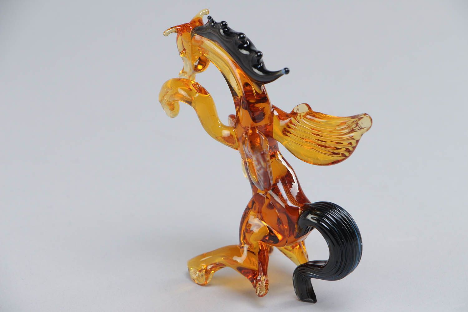 Unusual beautiful handmade lampwork glass statuette Pegasus photo 4