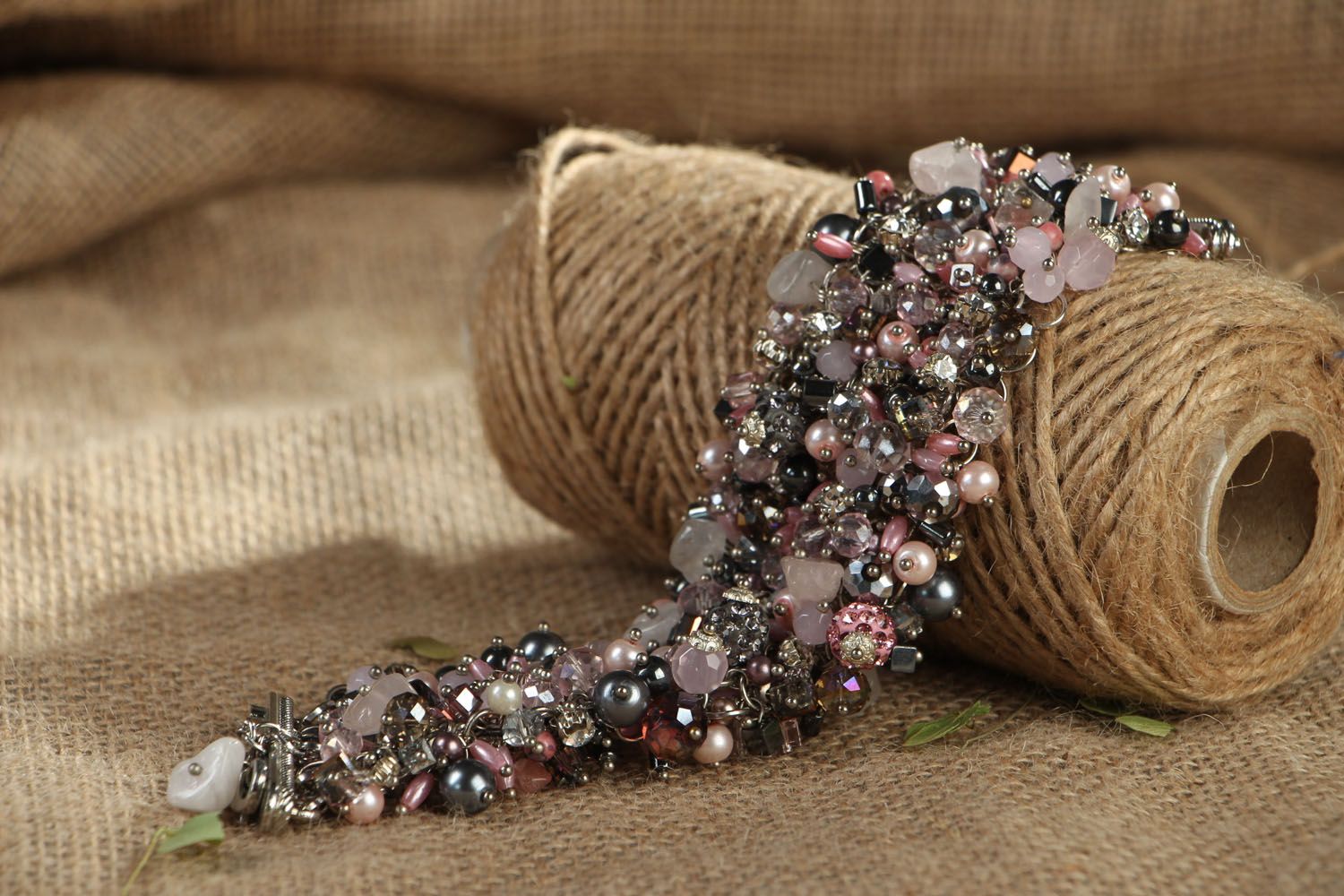 Homemade bracelet with pink quartz photo 4