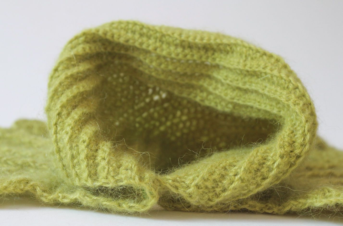 Col tricoté en mohair chaud vert photo 2