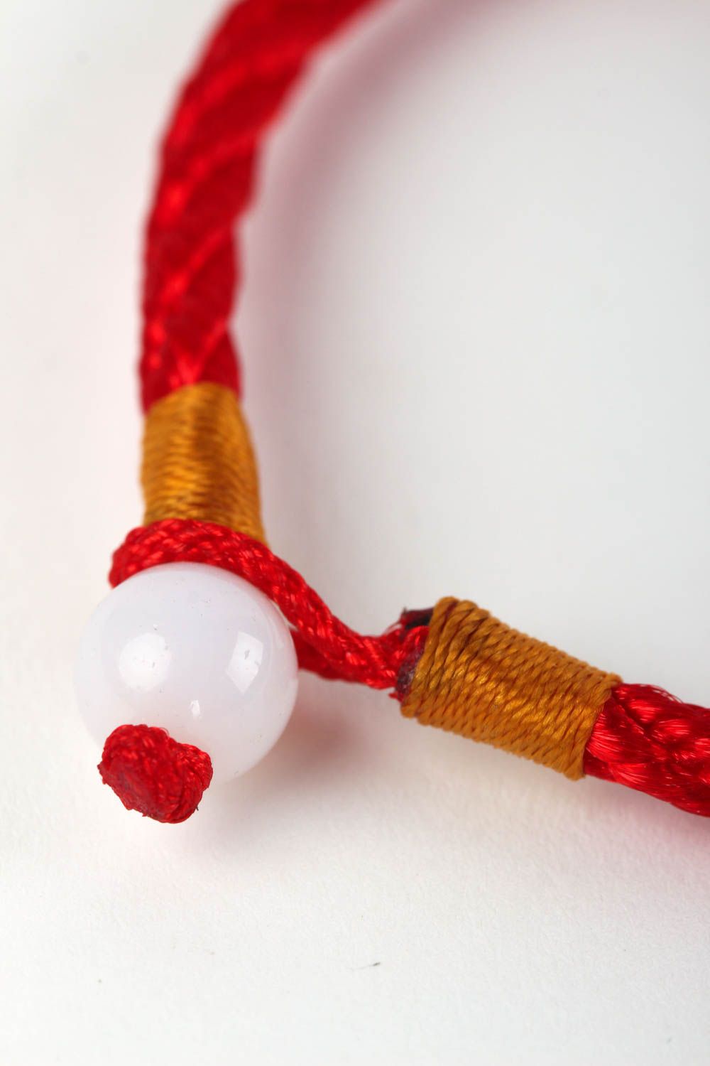 Handmade red thin bracelet stylish bracelet with agate textile wrist bracelet photo 5