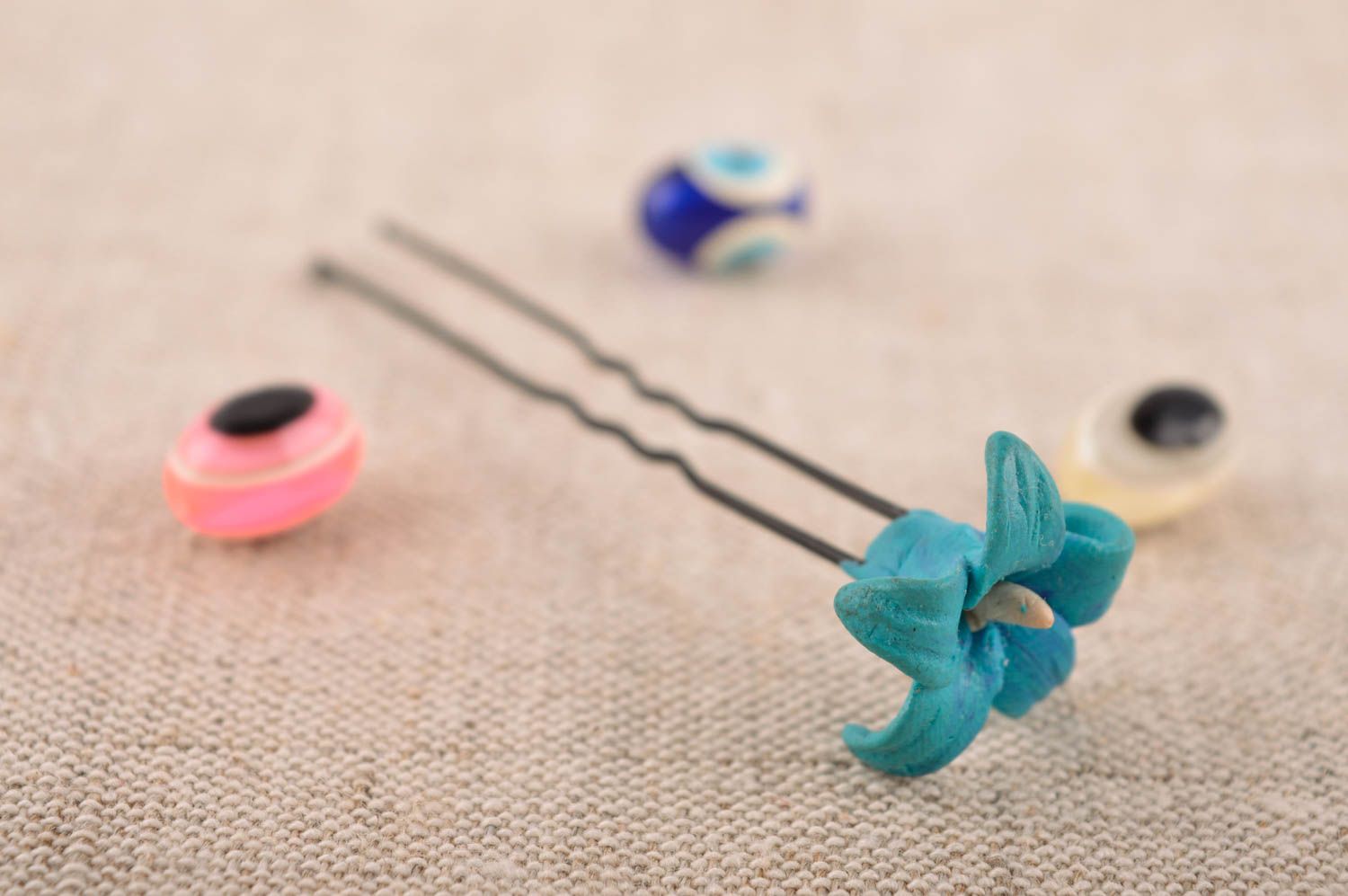 Handmade hair pin designer hair pin with flower unusual accessories gift ideas photo 1