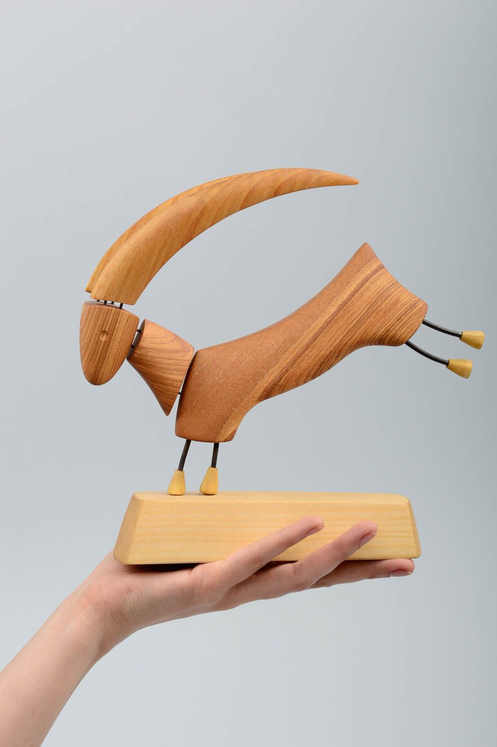 Figurine design fait main Statuette déco Cadeau original antilope bois de frêne photo 5
