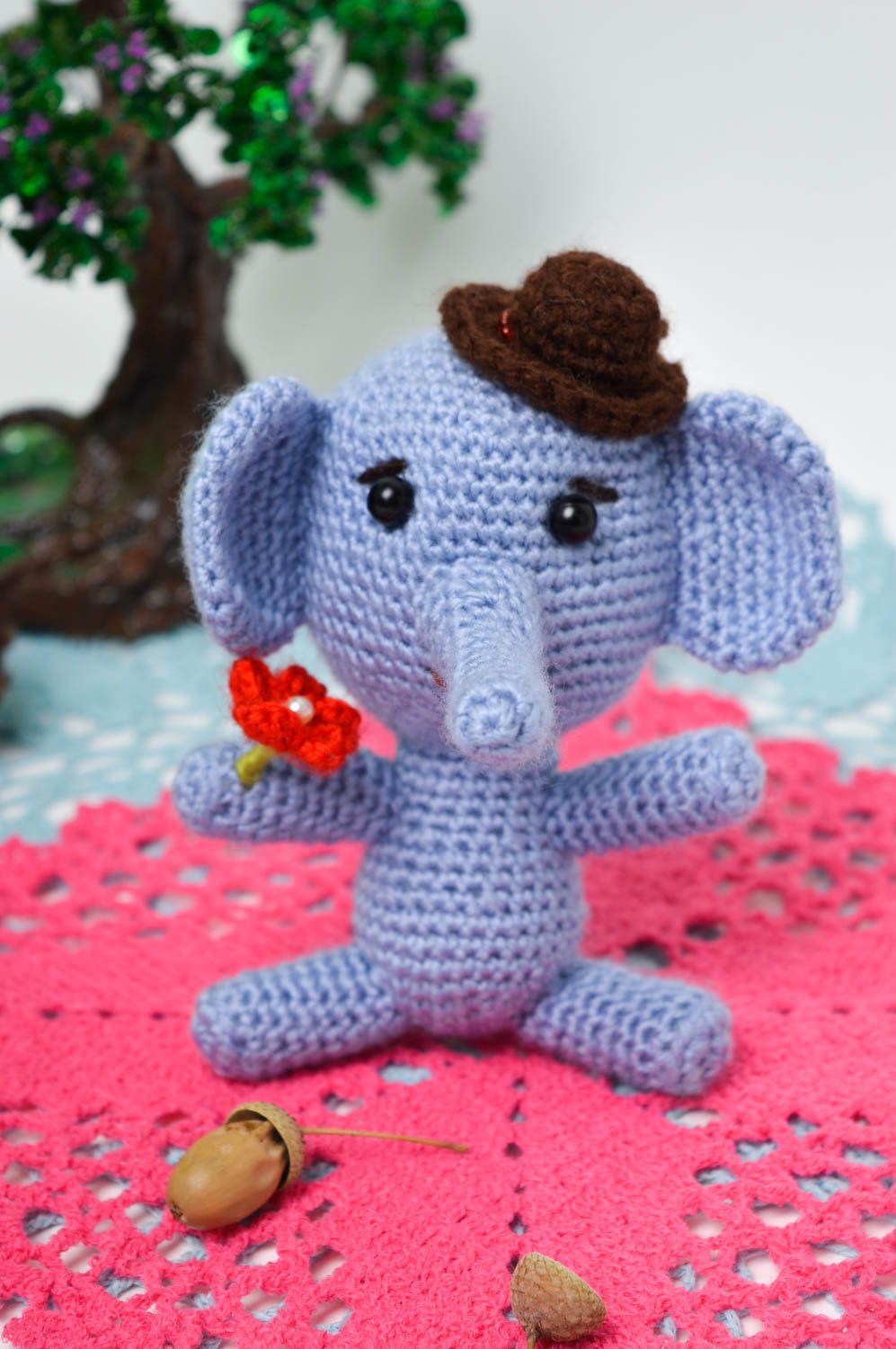 Handmade baby toy soft elephant toy beautiful blue soft toy crocheted toys photo 1