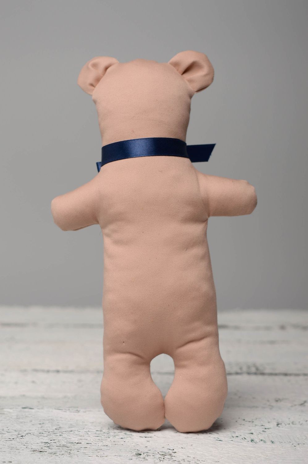 Handmade fabric toy bear Beige photo 5