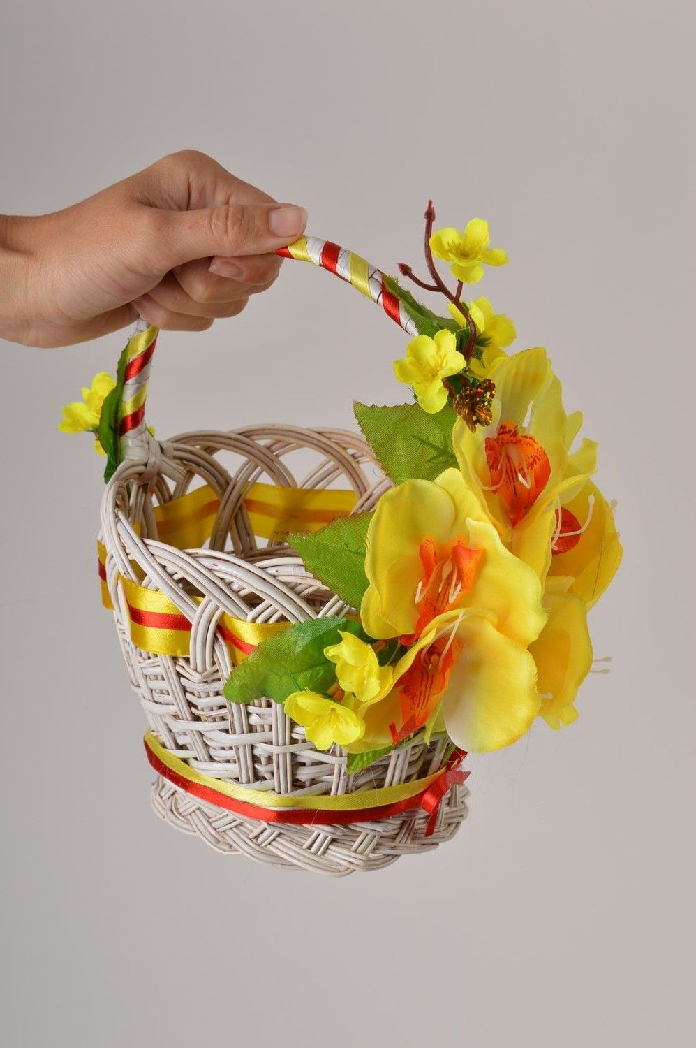 Handmade present for women designer woven basket small bakset for decor photo 3