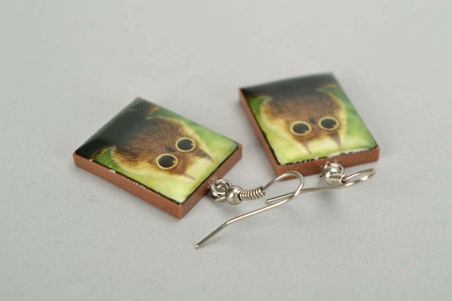 Polymer clay earrings Owls photo 4