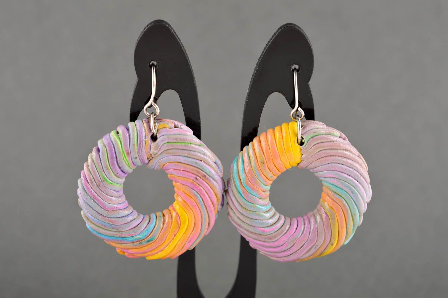 Unusual handmade plastic earrings fashion accessories dangle hoop earrings photo 1
