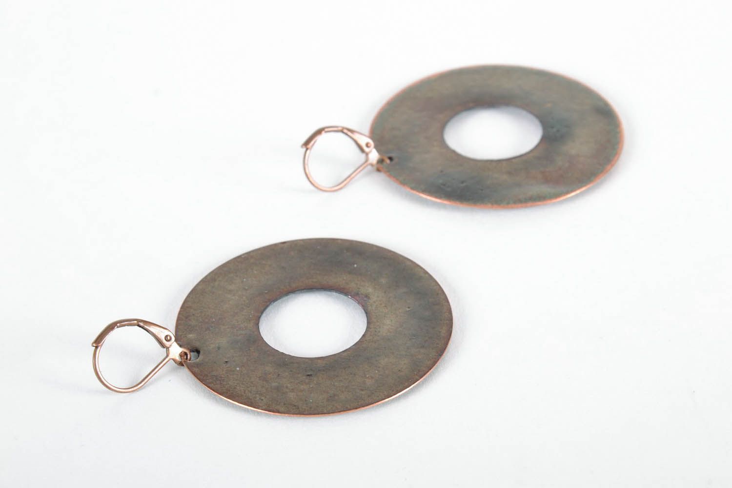 Blue copper earrings with enamel photo 3