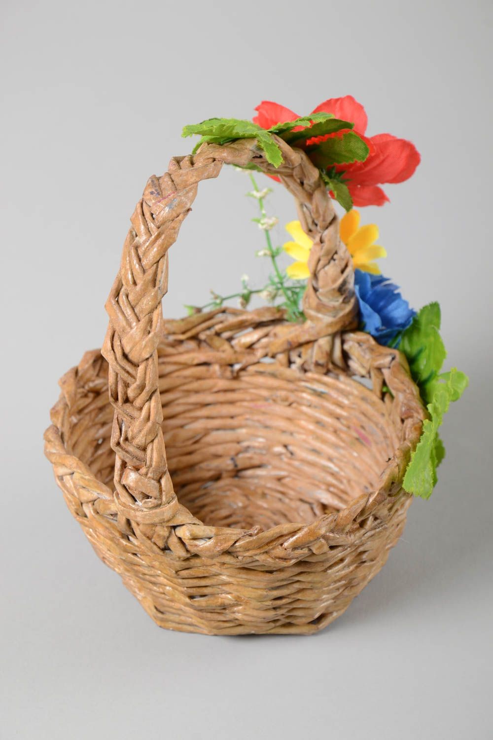 Unusual handmade woven paper basket newspaper basket interior decorating photo 4