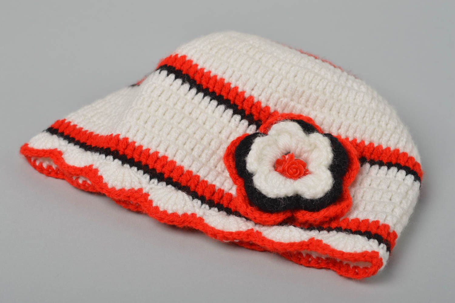Handmade hat crocheted hat for children openwork hat for baby present for kids photo 2
