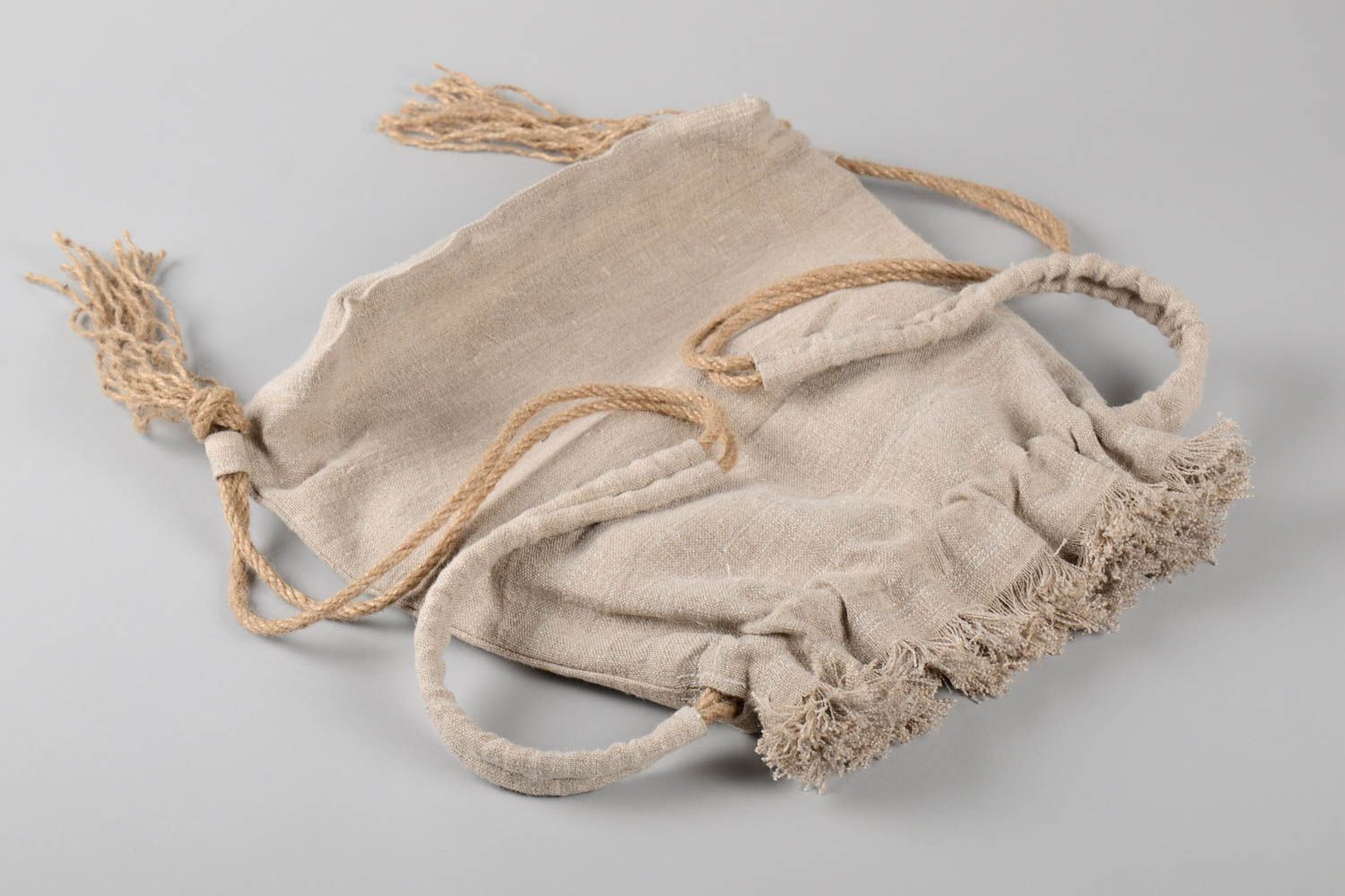 Mochila de tela hecha a mano mochila de moda bolso de lino accesorio para mujer  foto 3