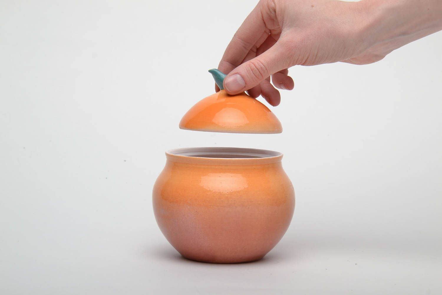Orange Zuckerdose aus Keramik foto 5
