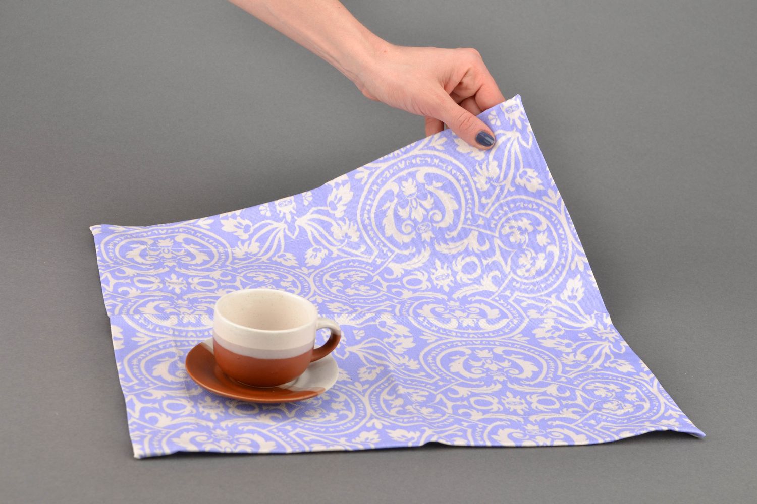 Handmade cotton napkin Lavender photo 2