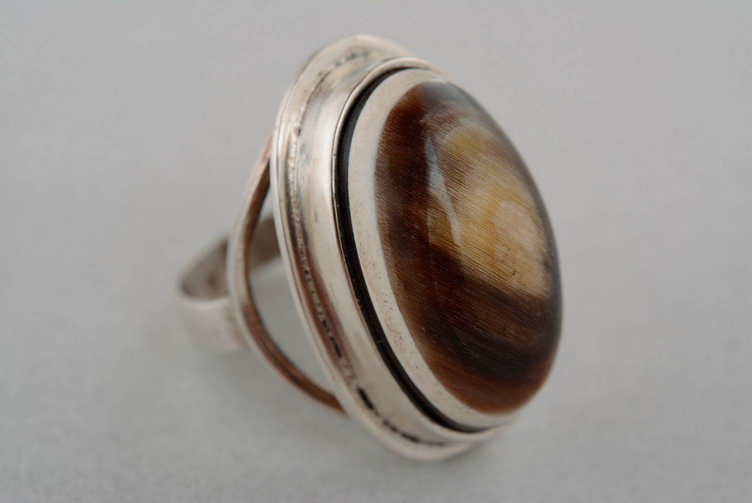Серебряное кольцо с рогом  фото 5