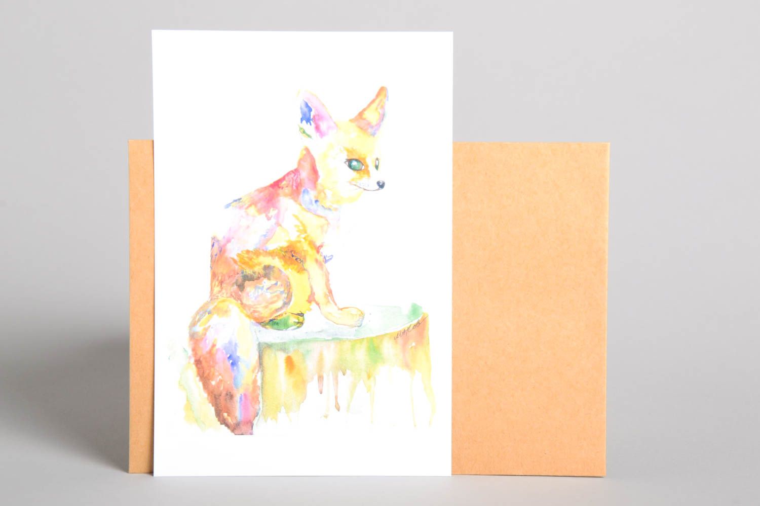 Открытка ручной работы поздравительная открытка лисичка красивая открытка фото 2