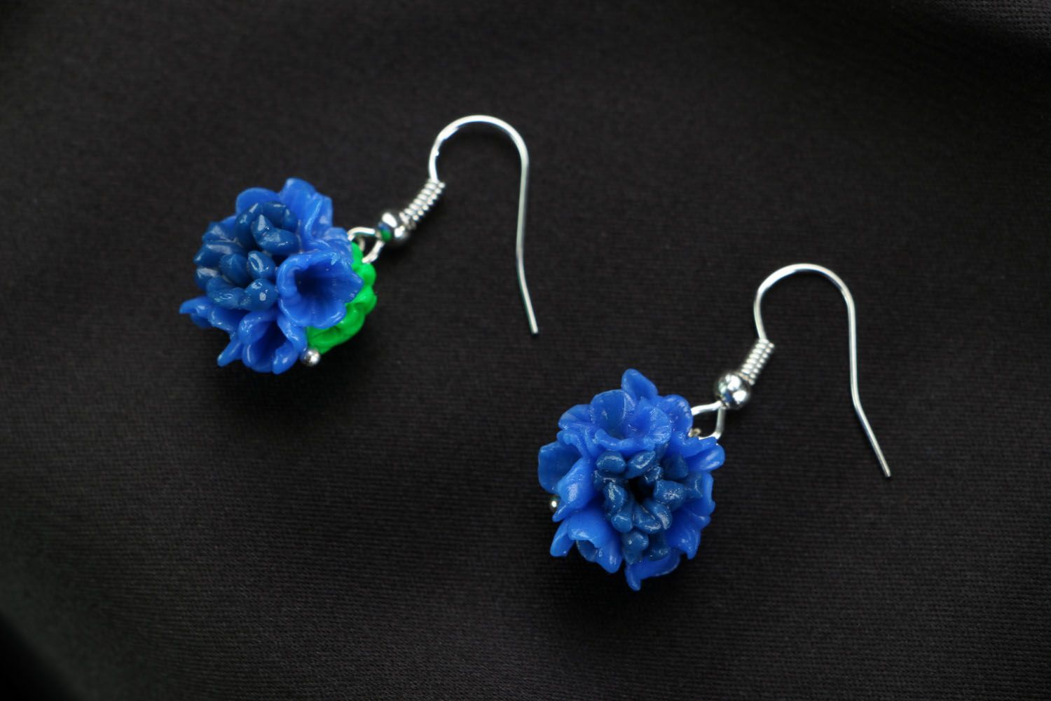 Polymer clay earrings Bouquet of Forget-Me-Nots photo 1