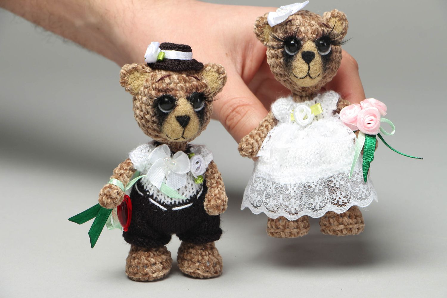Soft crochet wedding toy bears photo 4