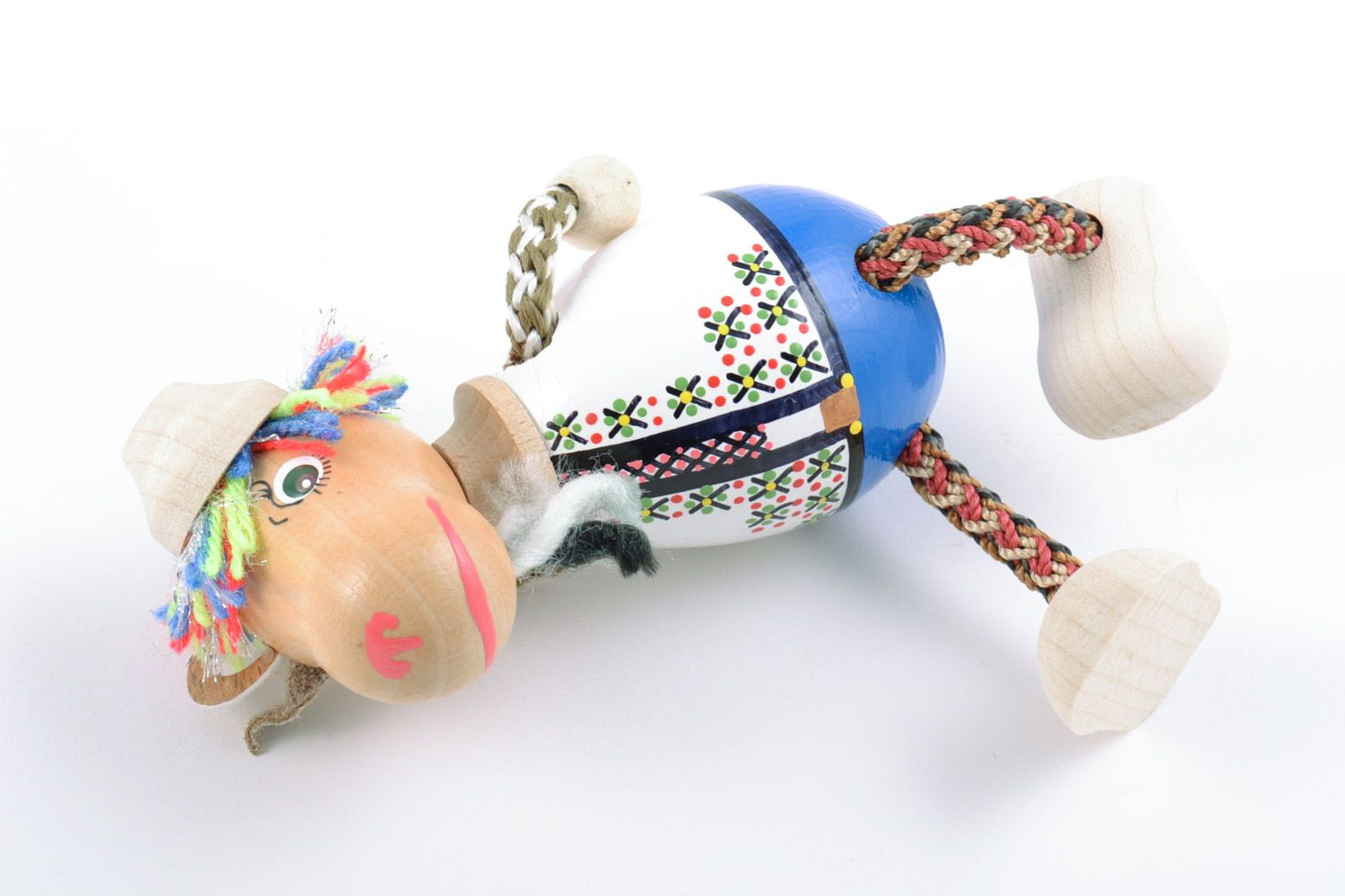 Деревянная игрушка козлик в шляпе с росписью ручной работы авторская детская фото 5