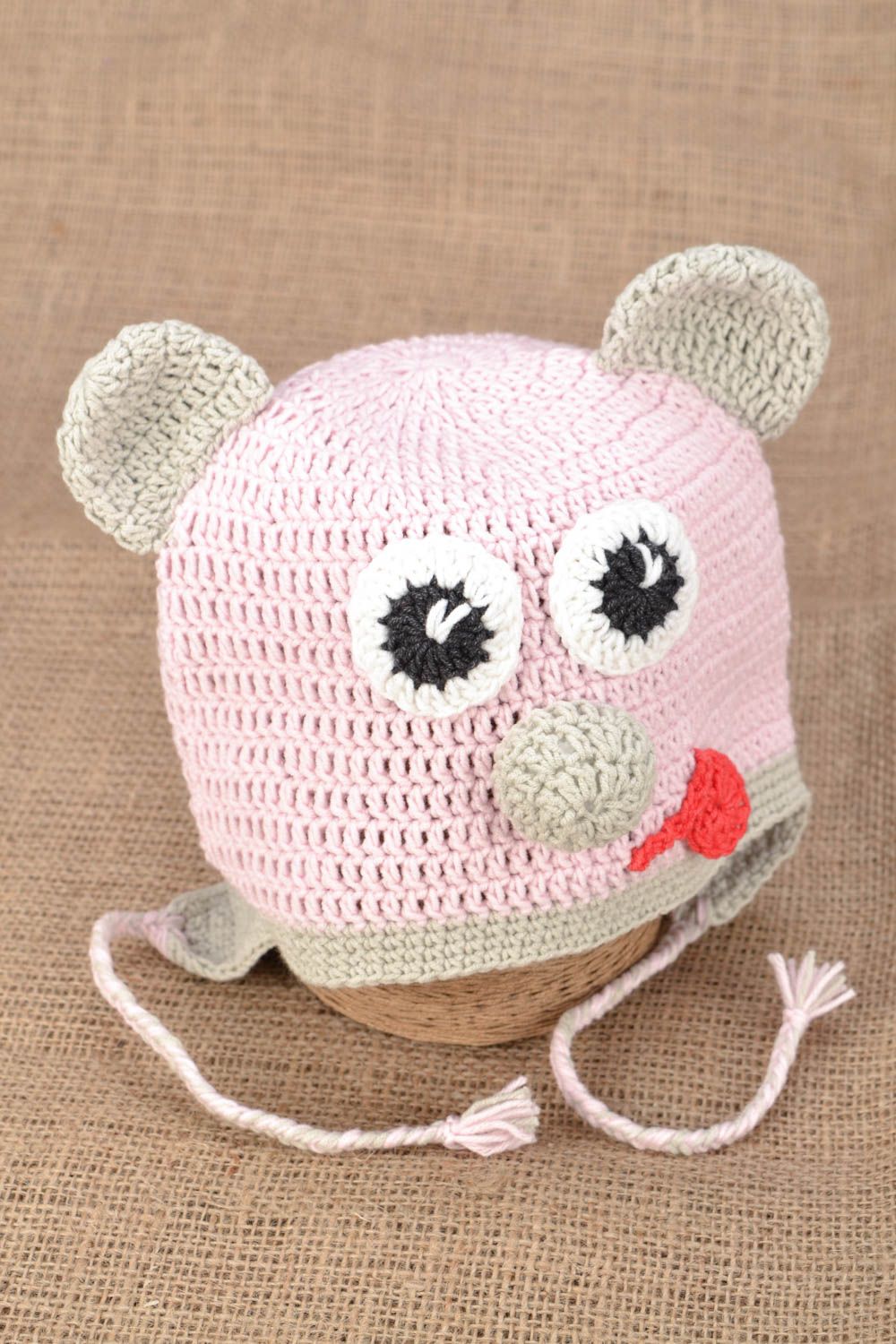 Hand crocheted pink hat photo 1