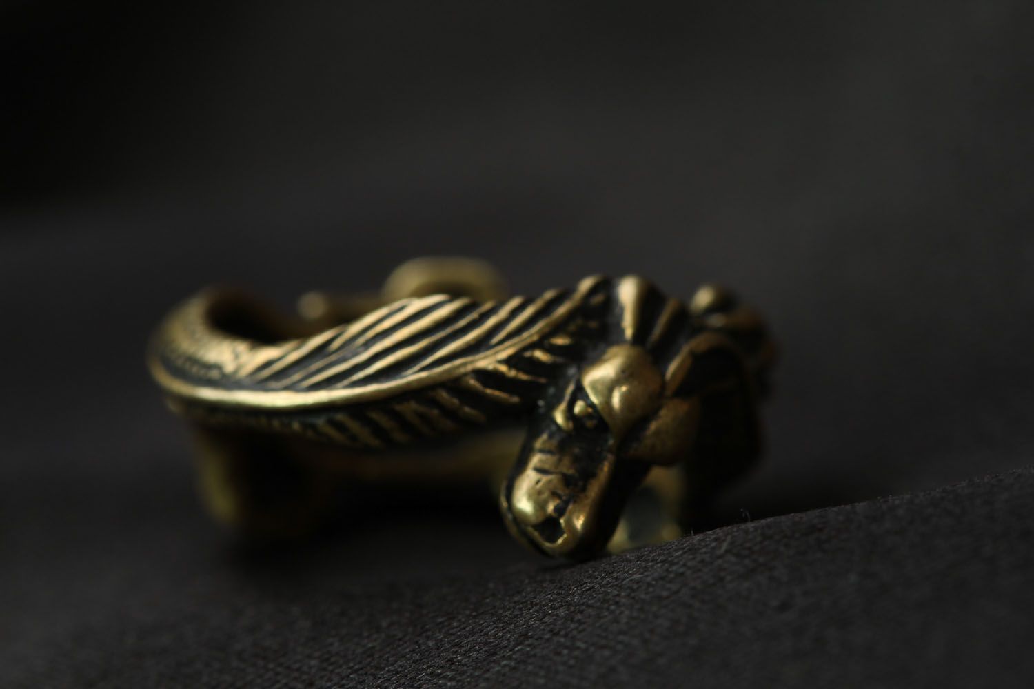 Anel de bronze feito à mão Pequeno dragão foto 4
