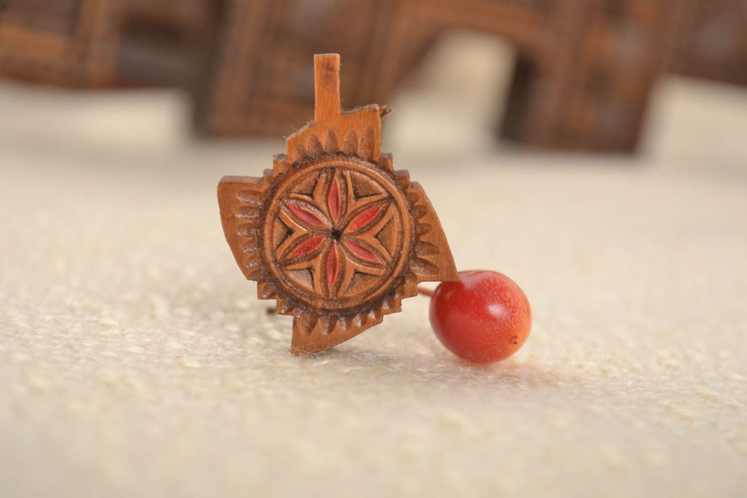 Wooden pendant handcrafted jewelry fashion accessories ethnic jewelry wood gifts photo 1
