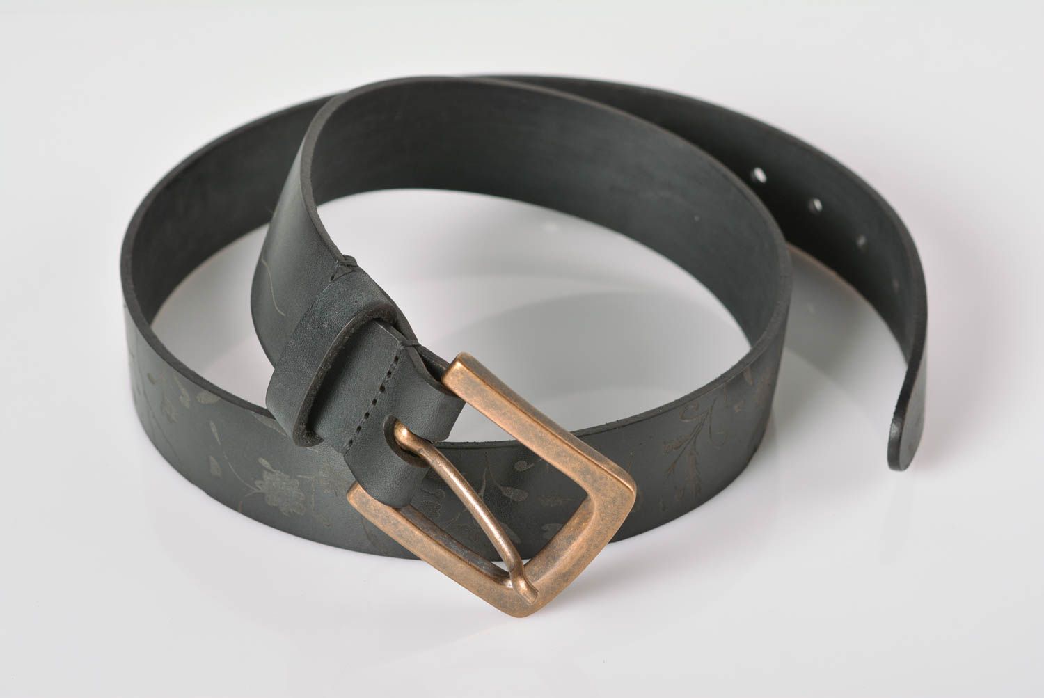 Black leather belt designer belts for men handmade leather goods gifts for him photo 1