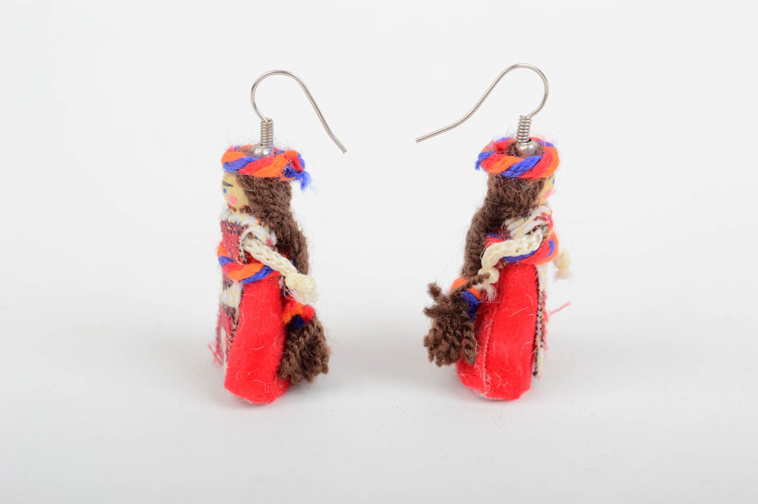 Boucles d'oreilles poupées Bijou fait main en tissu style ethnique Cadeau femme  photo 4