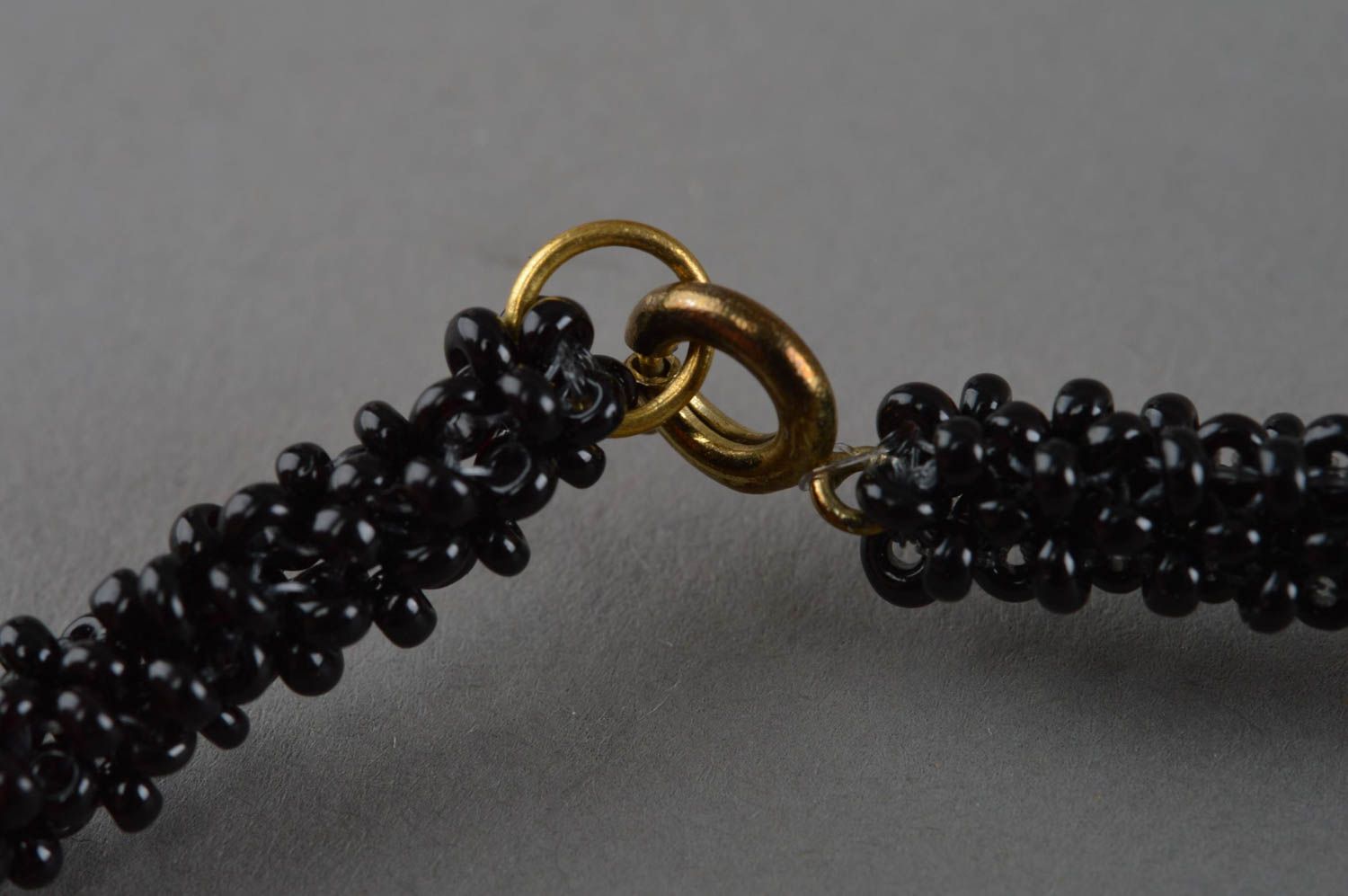 Collier en perles de rocailles fait main en forme de cravate brun noir photo 4