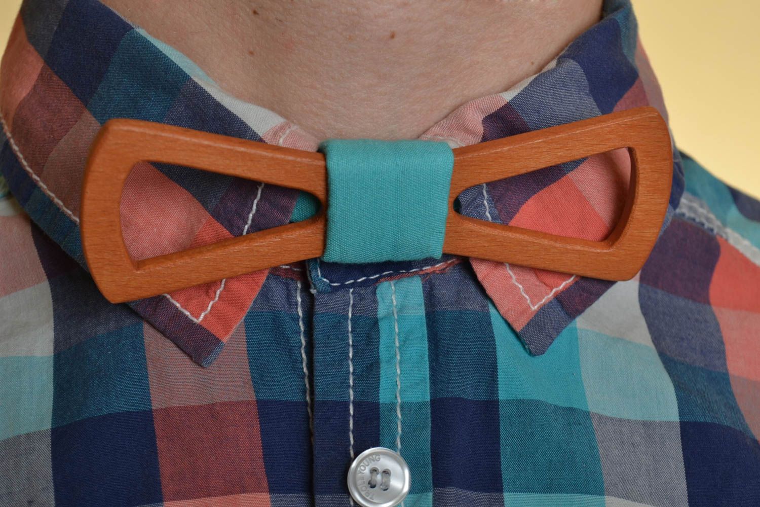 Handmade designer wooden bow tie with adjustable cotton strap photo 1