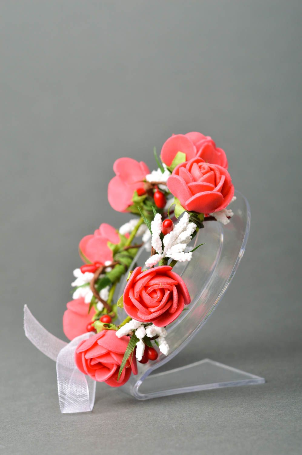 Armband Blumen handgefertigt Designer Schmuck,Frauen Geschenk in Rosa Weiß foto 2