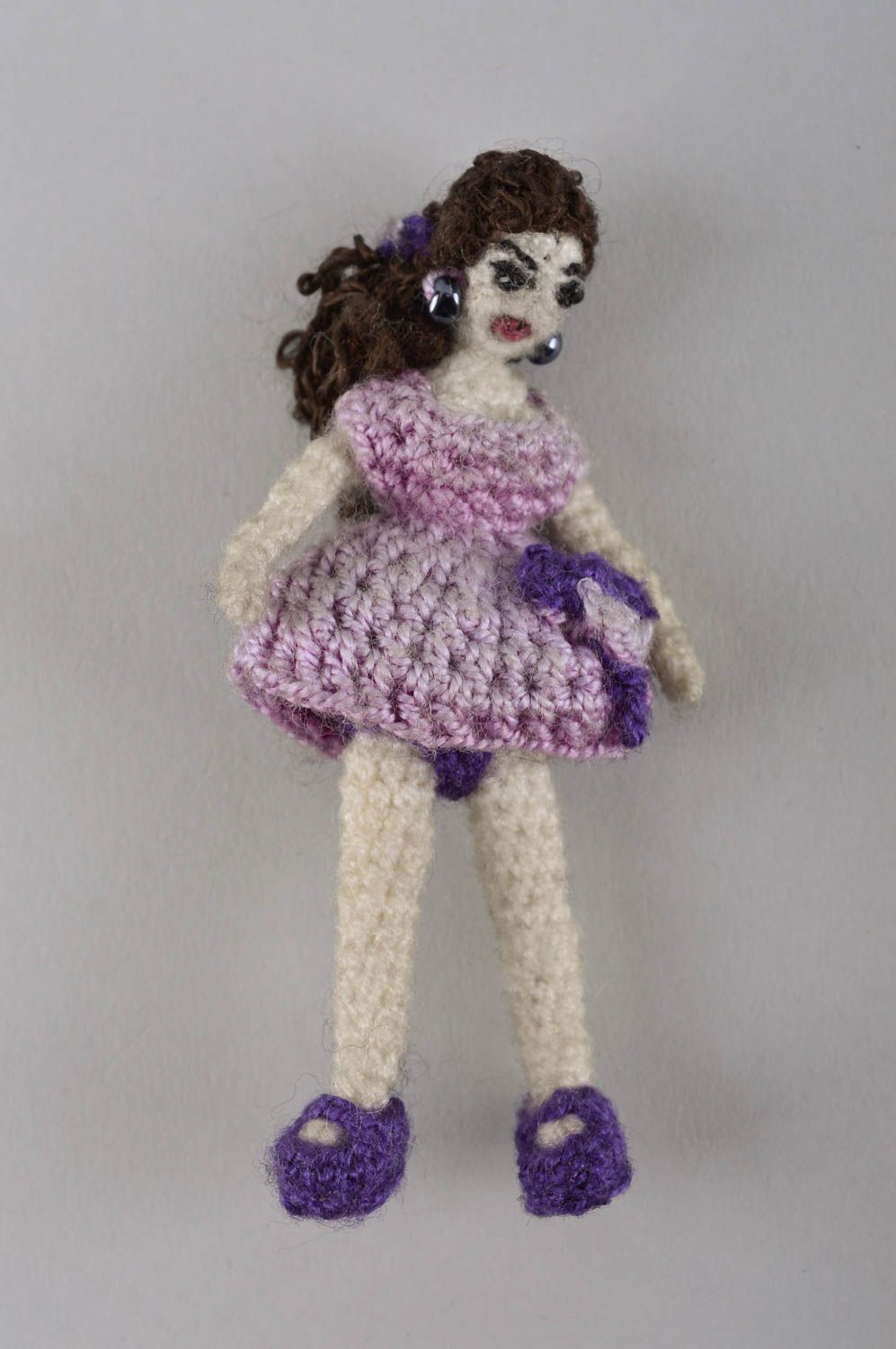 Мягкая игрушка куклы ручной работы кукла крючком интерьерная Девочка маленькая фото 2