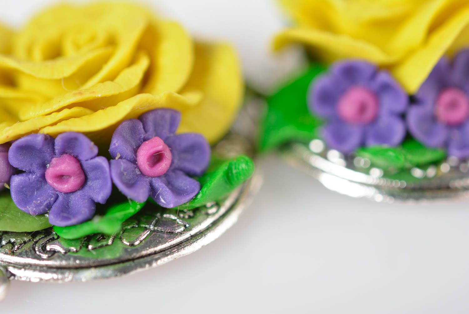 Элитная бижутерия модные серьги ручной работы оригинальный подарок с цветами фото 3