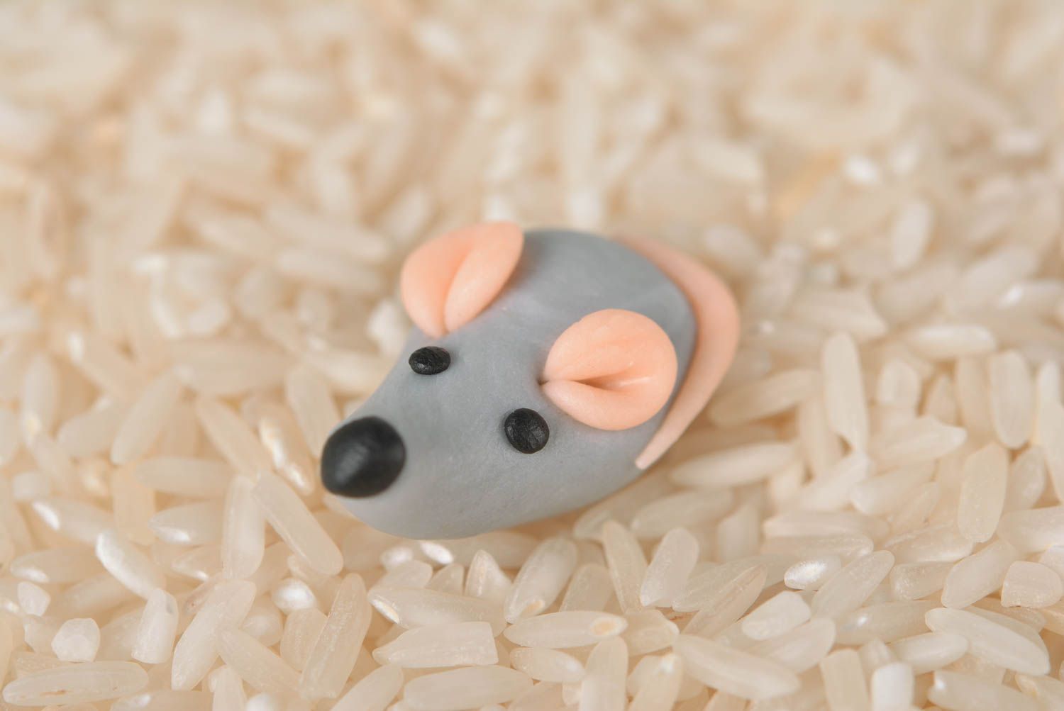 Handmade plastic figurine unusual home decor cute mouse toy children gift photo 1