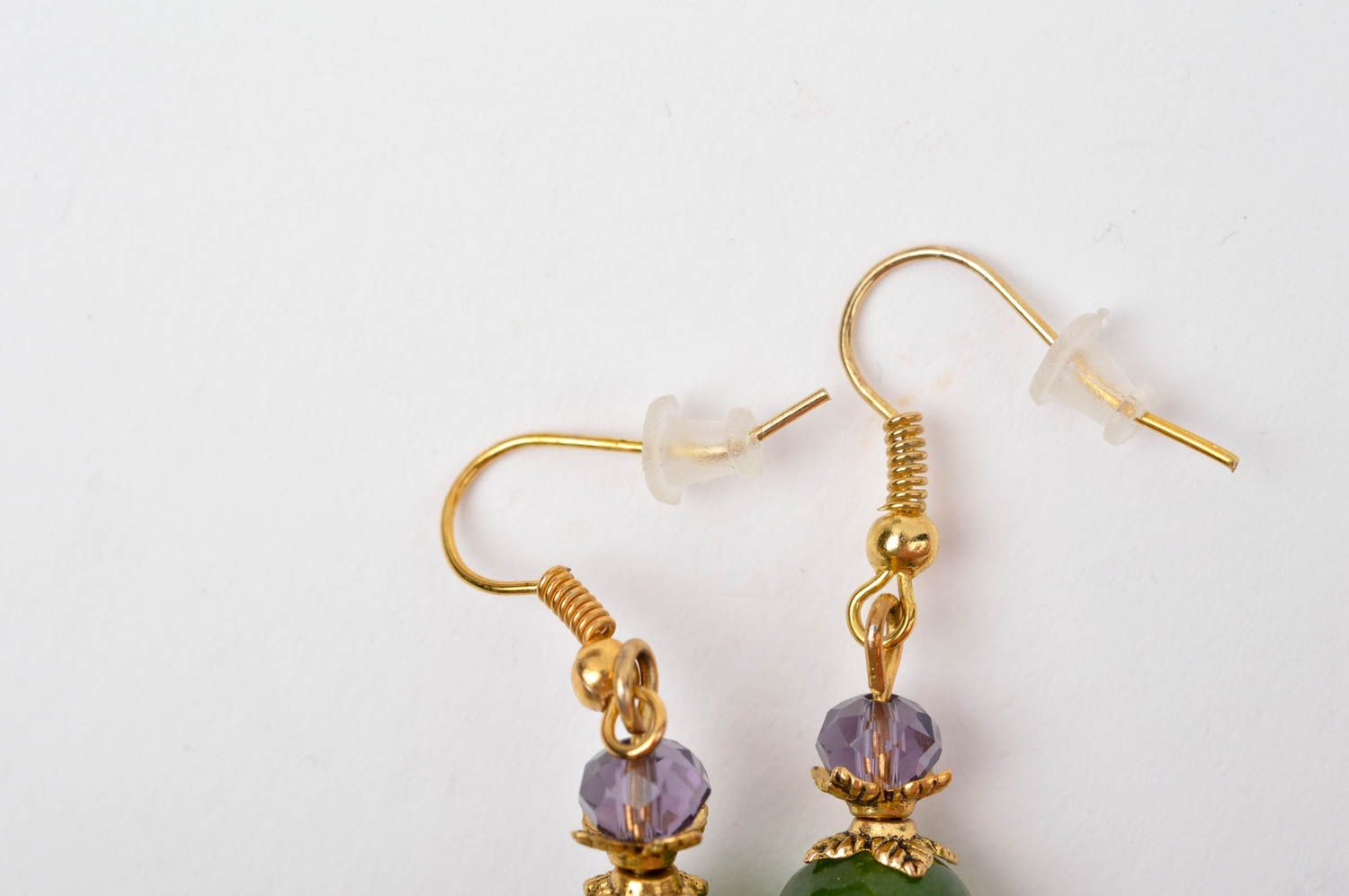 Handmade dangling earrings with natural stones stylish accessories for girls photo 4