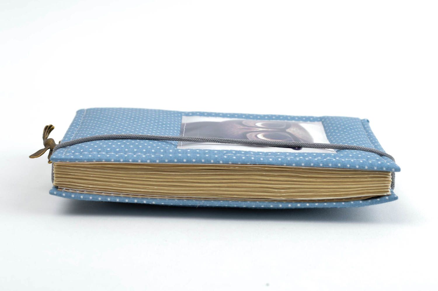 Handmade blue cute notebook stylish notebook with textile cover unusual diary photo 2