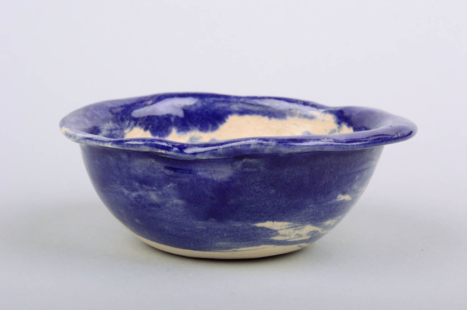 Small blue ceramic plate cute unusual pottery stylish handmade kitchenware photo 1