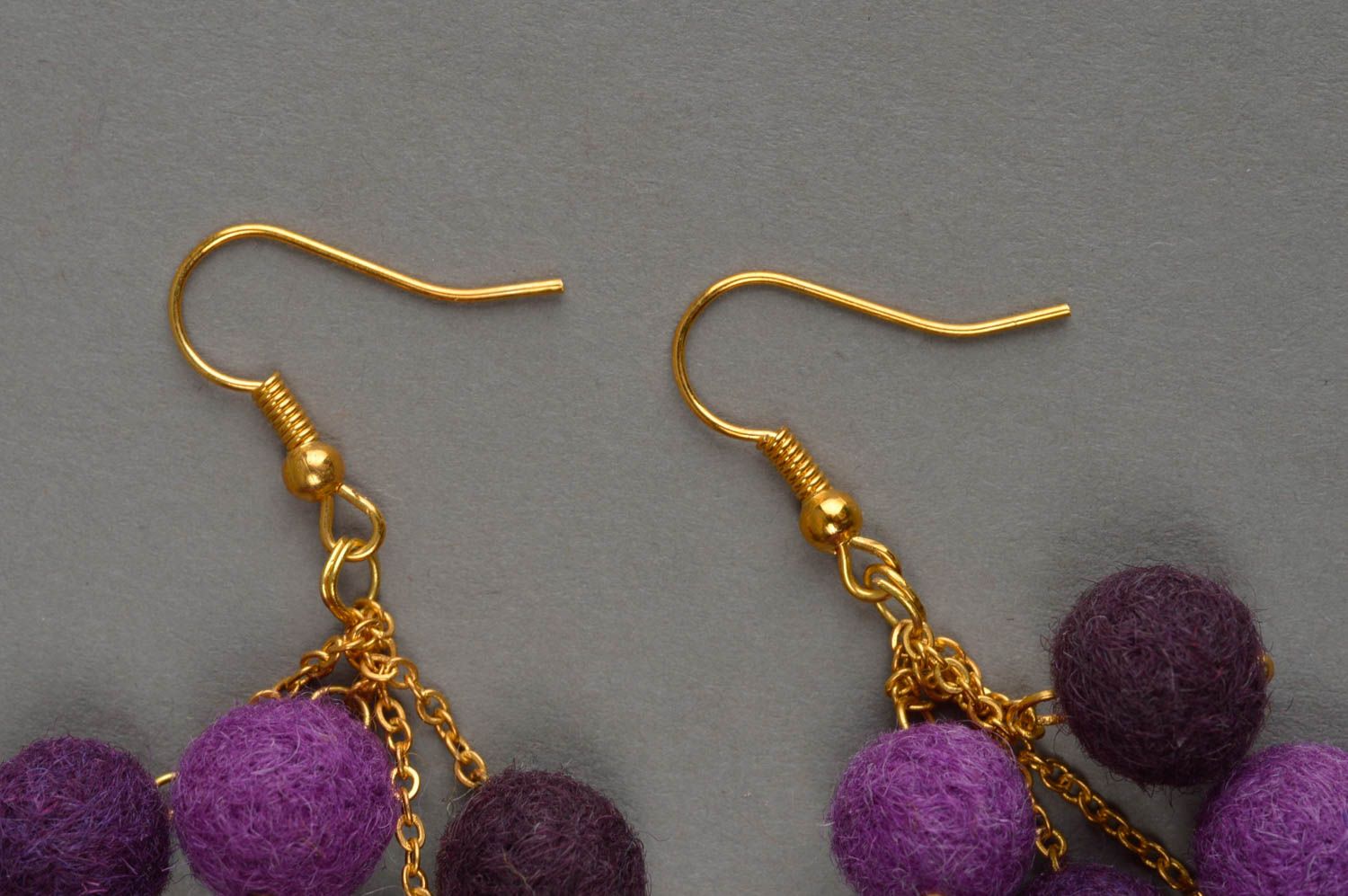 Handmade earrings dangling earrings felted balls fashion earrings gift for girl photo 3