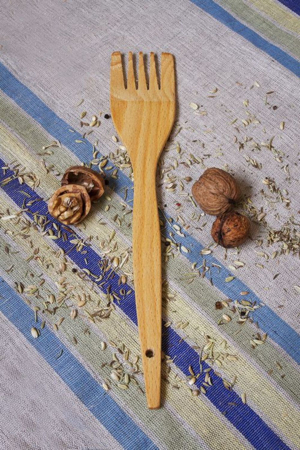 Forchetta paletta di legno per cucina fatta a mano Cucchiaio di legno 
 foto 1
