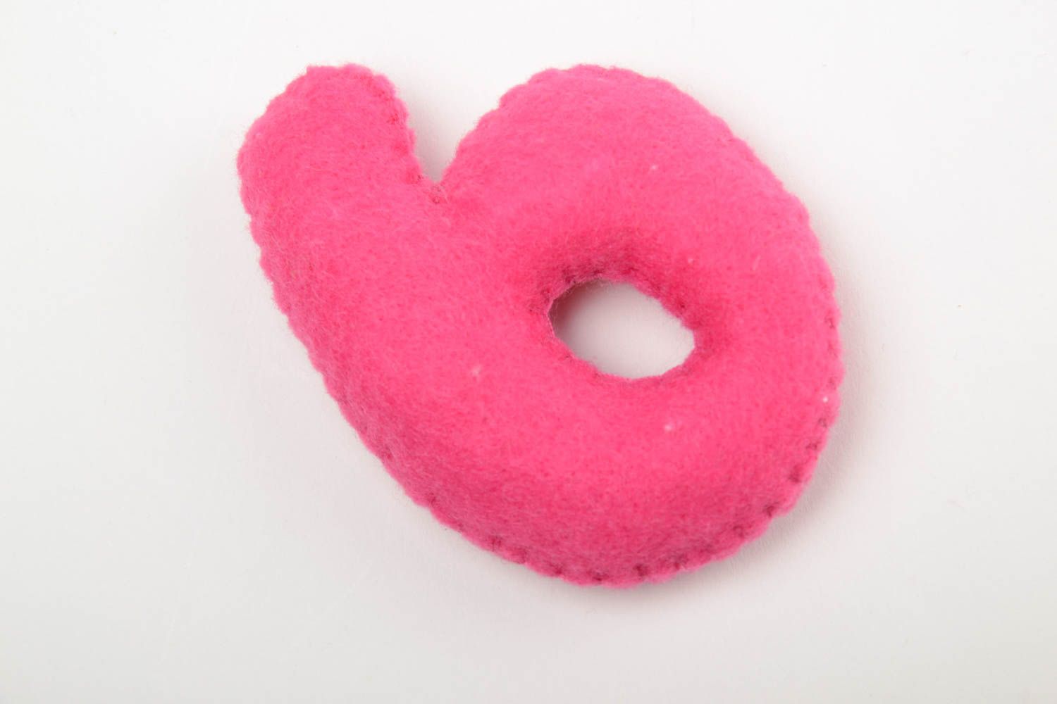 Handmade small pink felt educational soft toy number nine or six for children photo 3