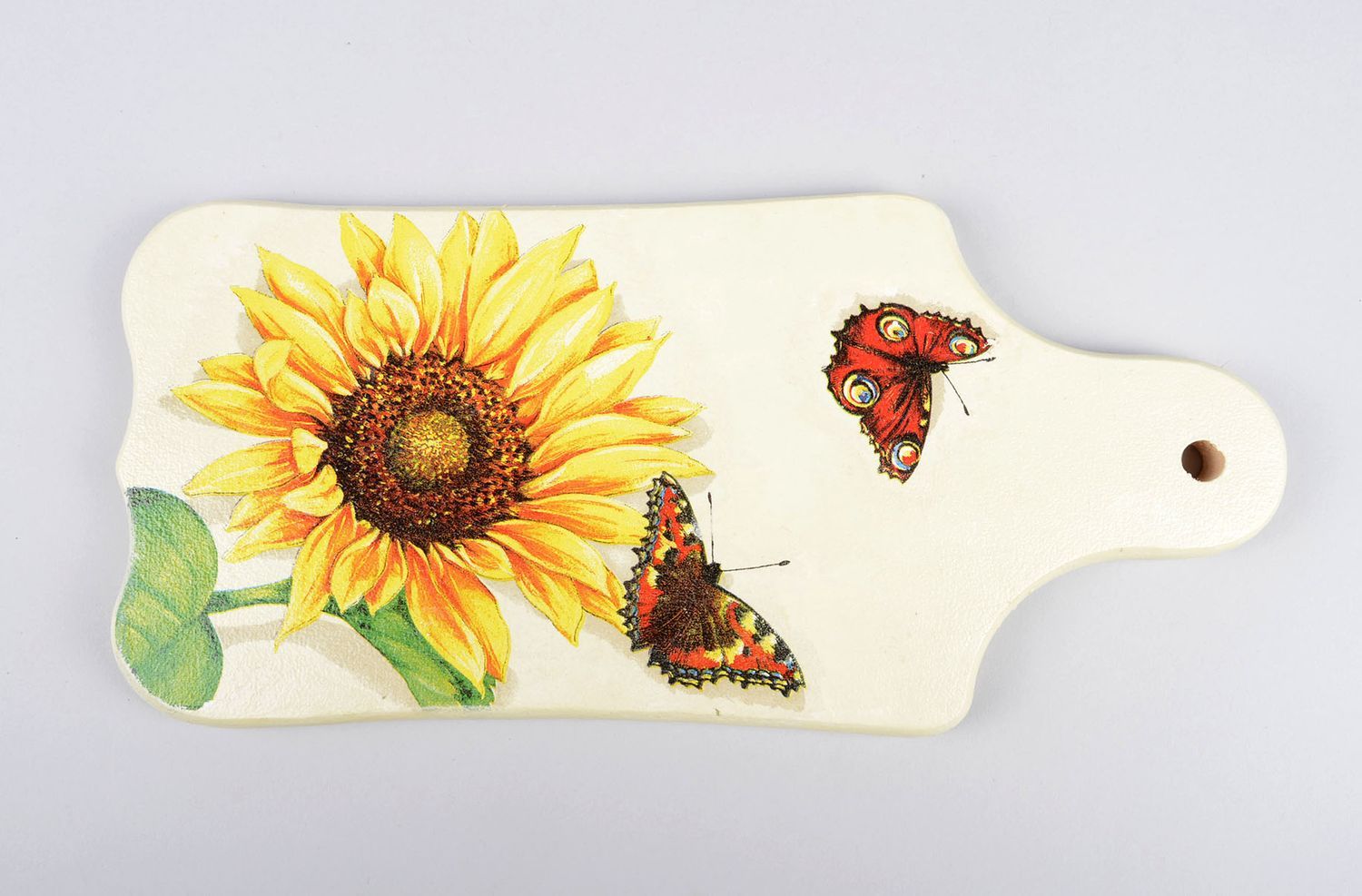 Handmade Deko Holzbrett für Küche Geschenk Idee Küche Dekoration mit Sonnenblume foto 4