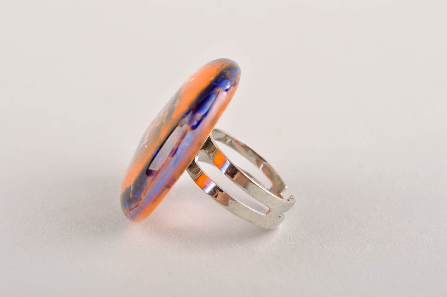 Кольцо ручной работы кольцо из стекла круглое цветное бижутерия из стекла фото 3
