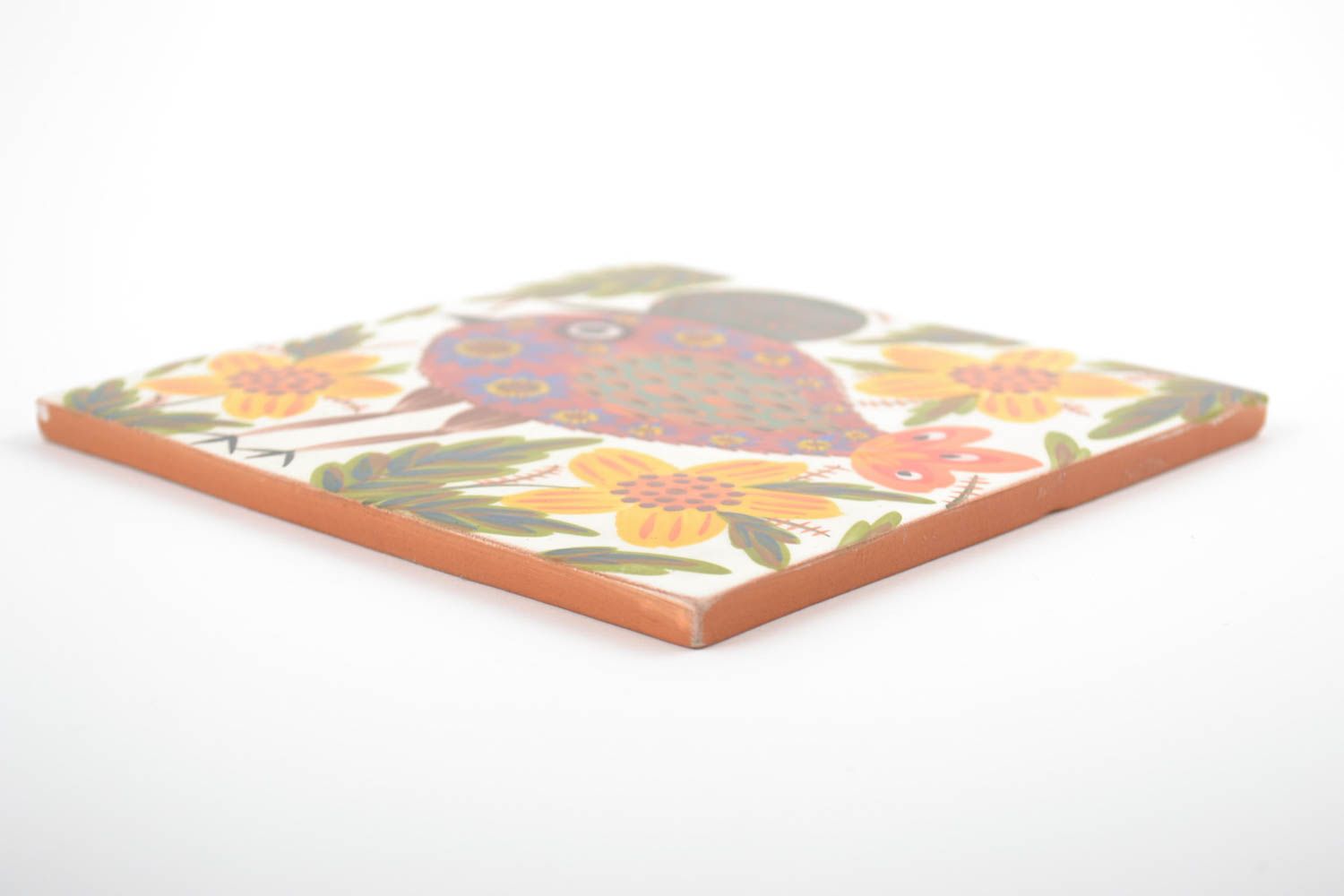 Handmade Fliese aus Ton mit Bemalung stilvoll schön Keramik für Interieur Dekor foto 5