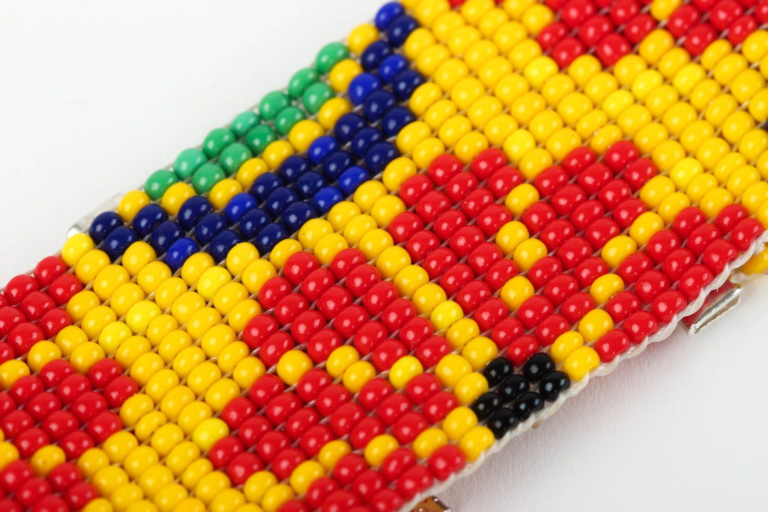 Yellow and red beads wide floral summer style bracelet for girls photo 2