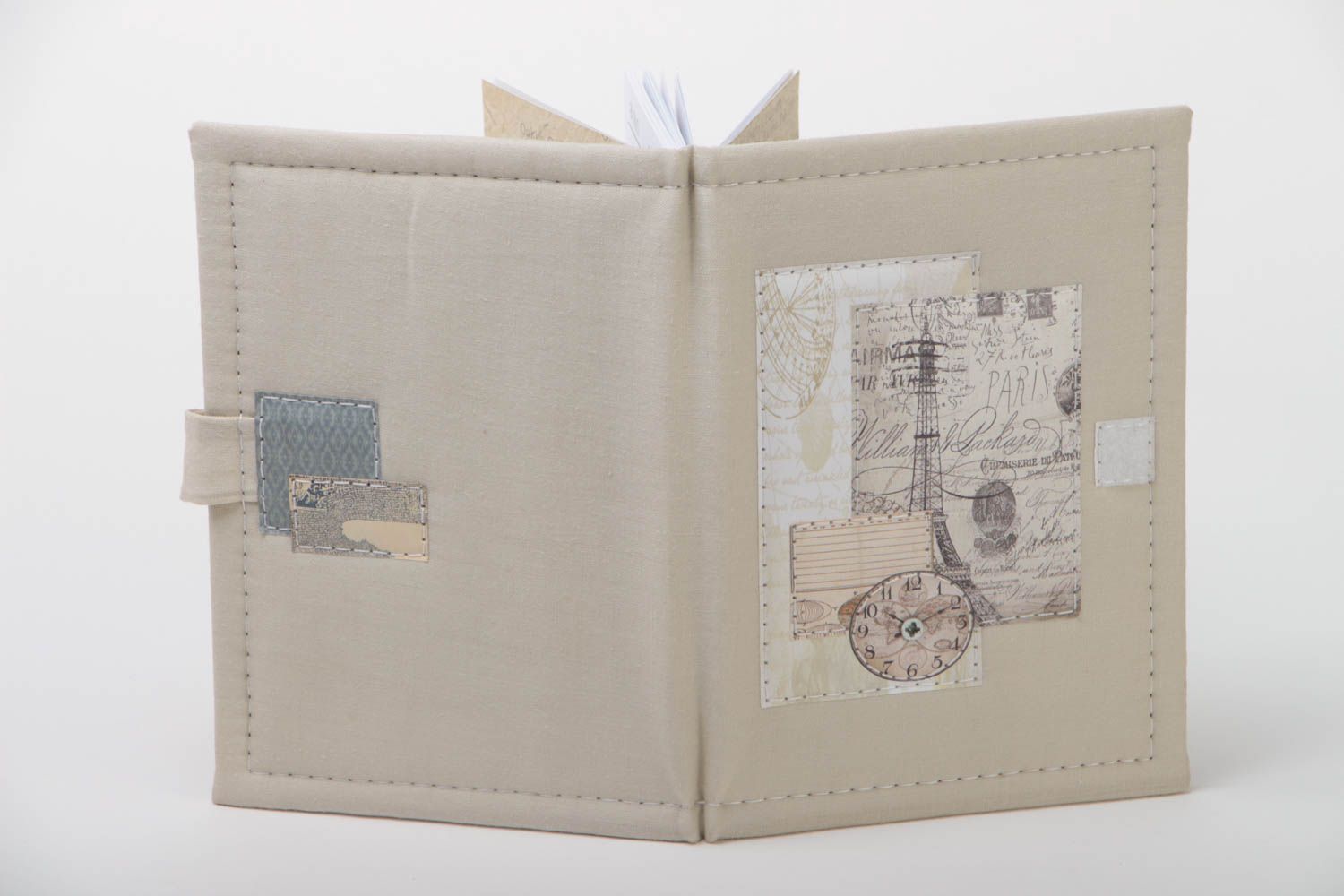 Handmade Notizbuch in Beige hell mit Eiffelturm Muster Designer Notizblock foto 4