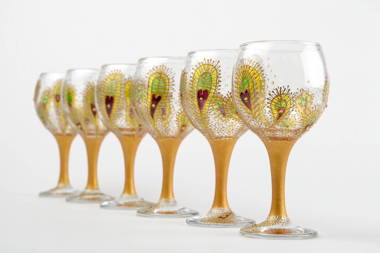 Beautiful handmade wine glass stemware ideas glass ware table decor 6 pieces photo 1