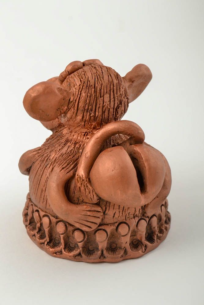 Unique designer ceramic monkey money box handmade clay interiror statuette photo 2