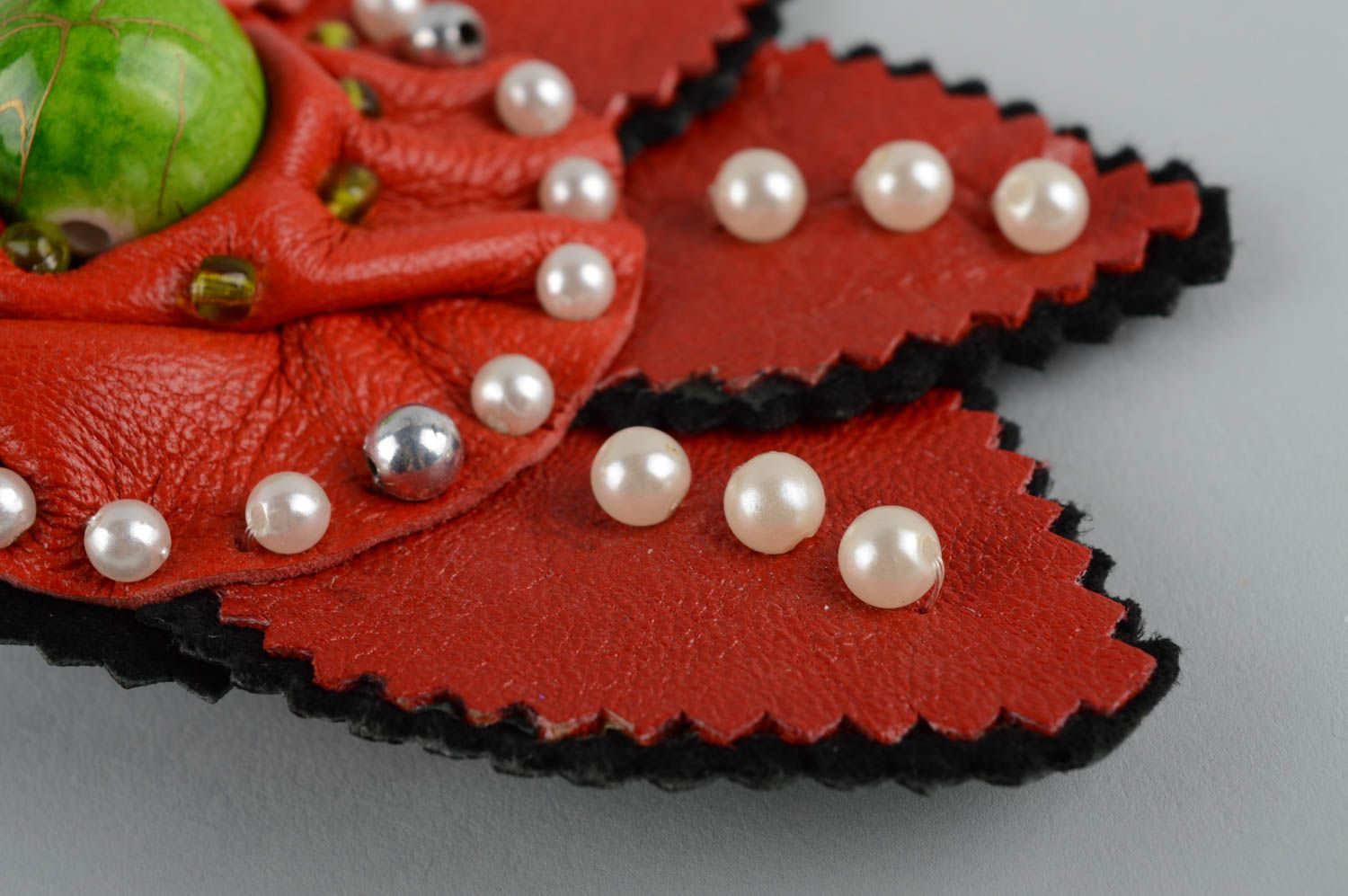 Flower brooch leather jewelry handmade jewellery designer accessories gift ideas photo 4