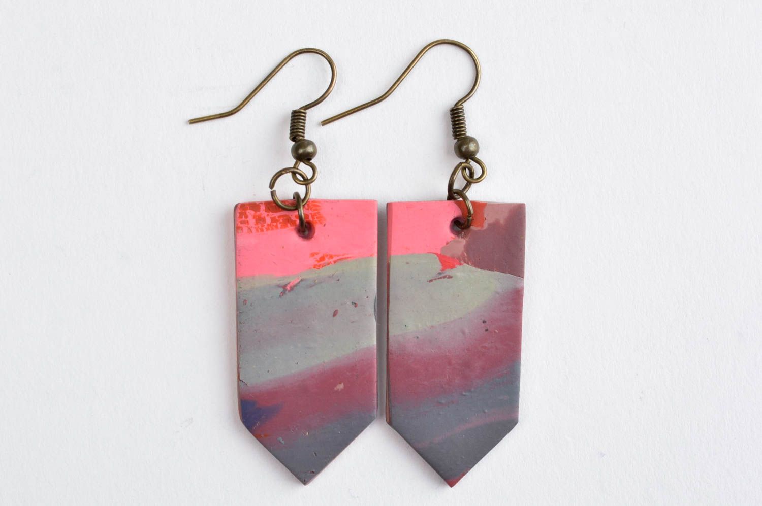 Colorful handmade plastic earrings beautiful jewellery polymer clay ideas photo 2