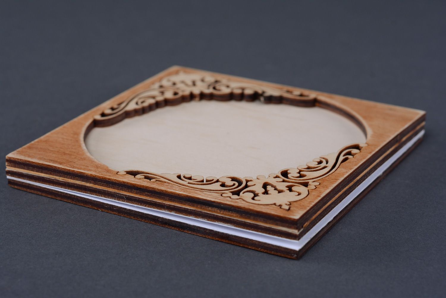 Carte de voeux en bois faite main originale design à personnaliser Miroir photo 3